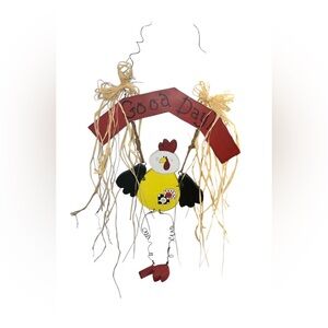 Vintage Hand-Painted Wooden Chicken Wall Hanging